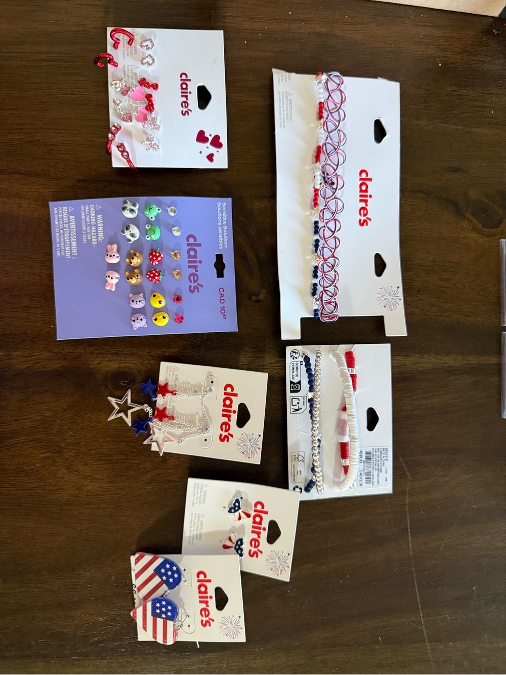 Claire's Red, White & Blue Charm Jewelry Collection